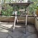 Square folding wooden garden table painted gray gray beige