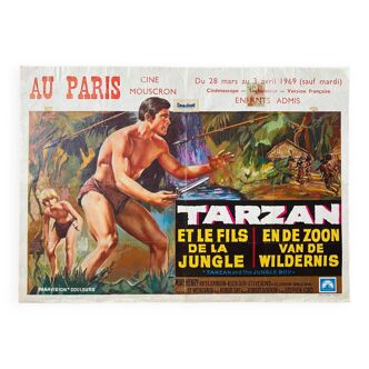 Affiche cinéma originale "Tarzan et les fil de la jungle"36x51cm 1968cm