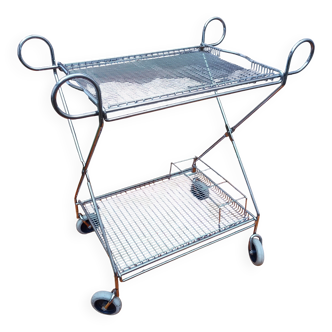Chrome-plated metal serving cart, 1970s