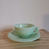Cup and under cup coffee vintage opaline pastel green vintage dulcine