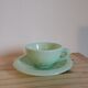 Cup and under cup coffee vintage opaline pastel green vintage dulcine