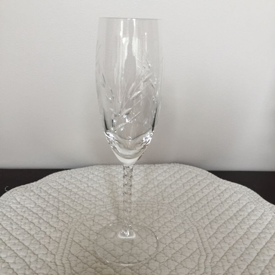 Quatre flutes à champagne en cristal gravées motifs épis de blé | Selency