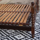 Wooden bed, geometric patterns, 140/190 cm