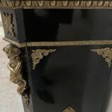 Meuble Napoléon III en bois noir et marqueterie de bois clair XIX siècle
