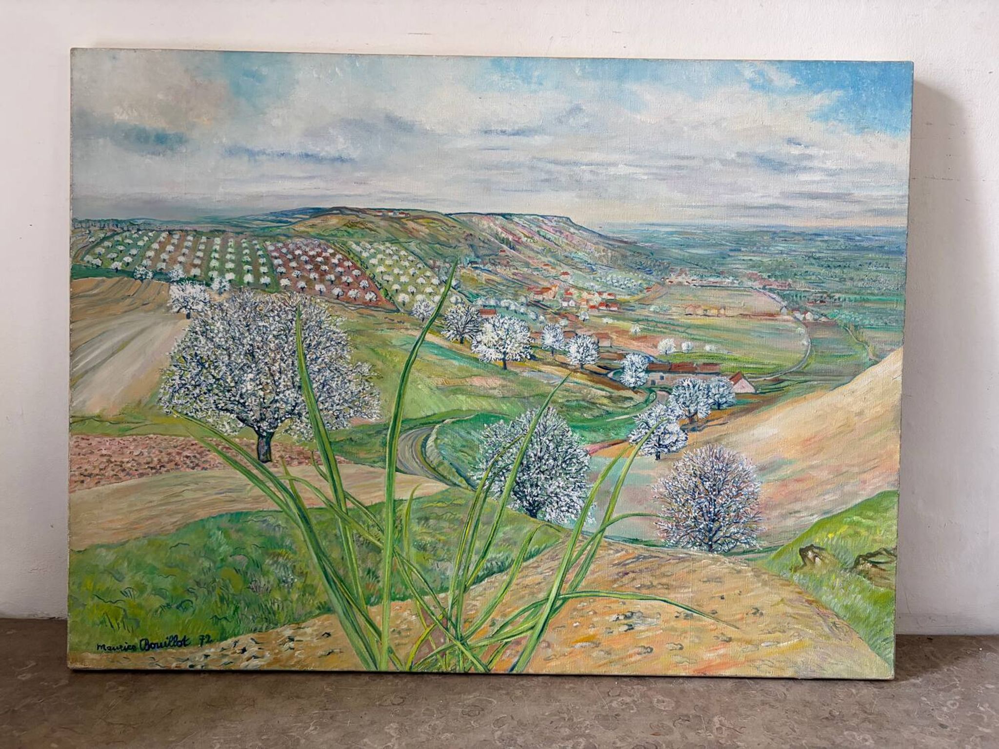 Spring landscape, Puy de Dôme, signed Maurice Bouillot, 1972
