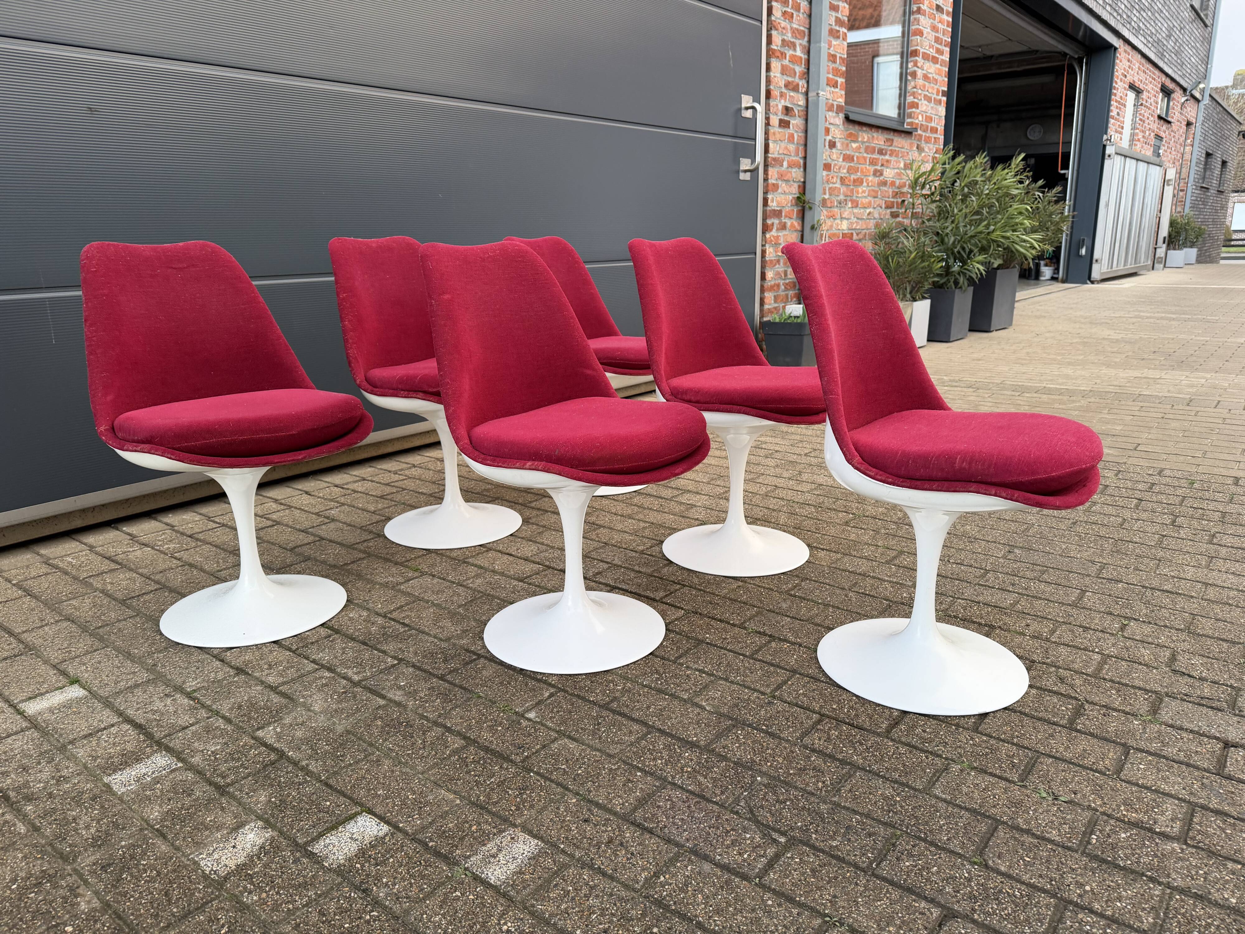 6 original vintage Knoll Tulip chairs by Eero Saarinen