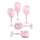 5 crystal stemmed glasses, ancient crystal of Arques,- Dampierre model