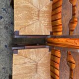 6 Guillerme and Chambron straw wood chairs