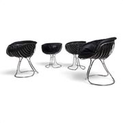 Set of 4 Pan Am dining chairs, chrome, leather by Gastone Rinaldi for RIMA,