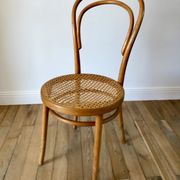 Baumann bistro chair in bent wood and blond wood canning 40s-50s
