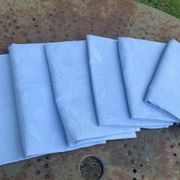 6 large vintage blue dyed damask cotton napkins