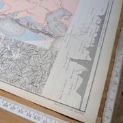 Europe and its reliefs, original map printed in 1879.