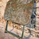 Vintage French bistro table in riveted iron – folding (1920s)