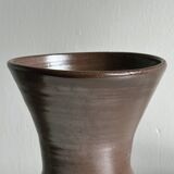 Dark brown ceramic vase, flared shape, smooth finish, classic style