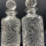 Pair of early 20th century SAINT LOUIS crystal perfume bottles, Fleurs de viole model