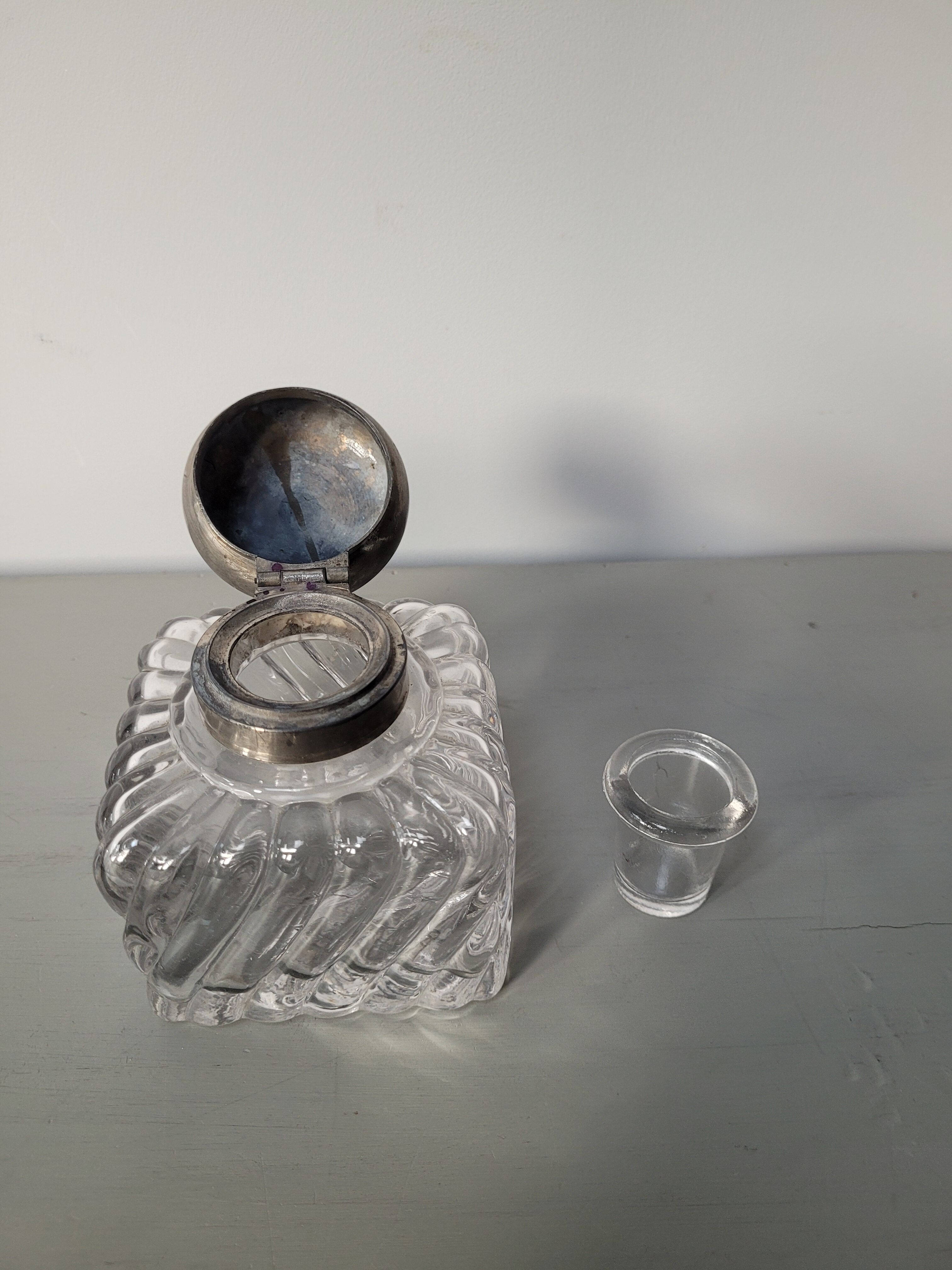 Old glass inkwell