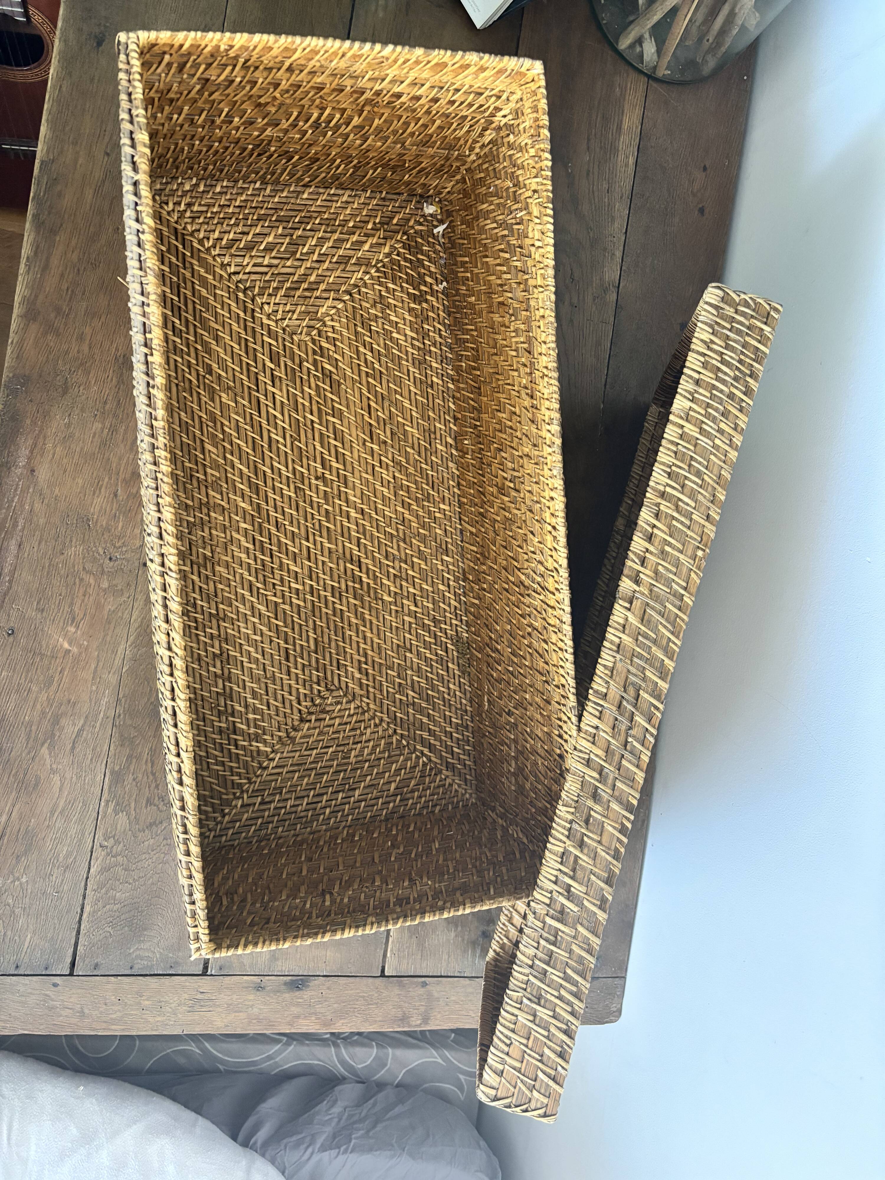 Coffre de rangement / Malle en rotin tressé vintage