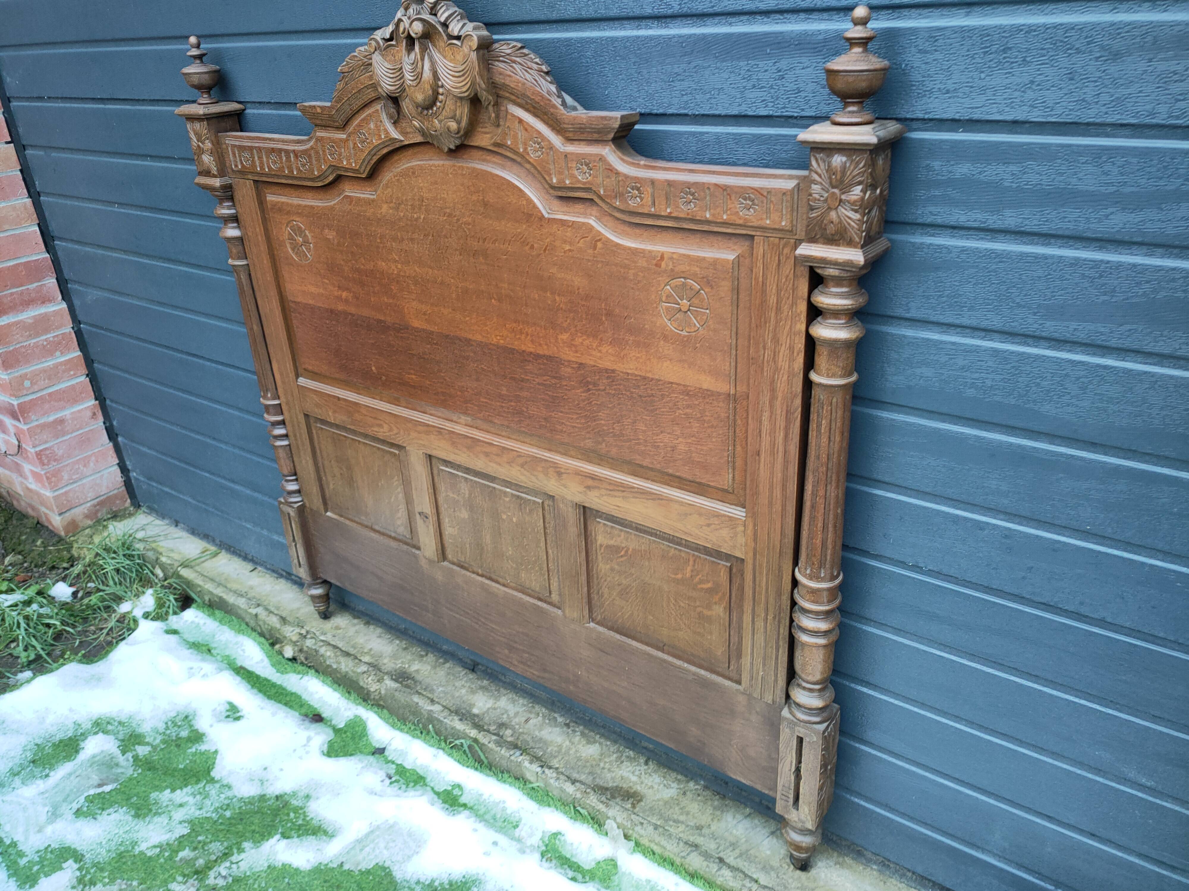 Antique headboard in solid oak