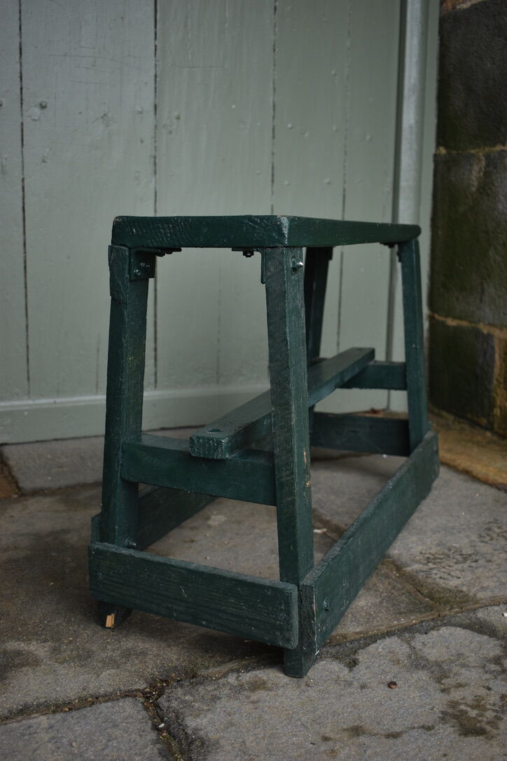 Vintage green old workshop bench