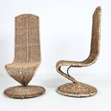 Paire de chaises sculpturales à dossier haut, années 1980, Italie