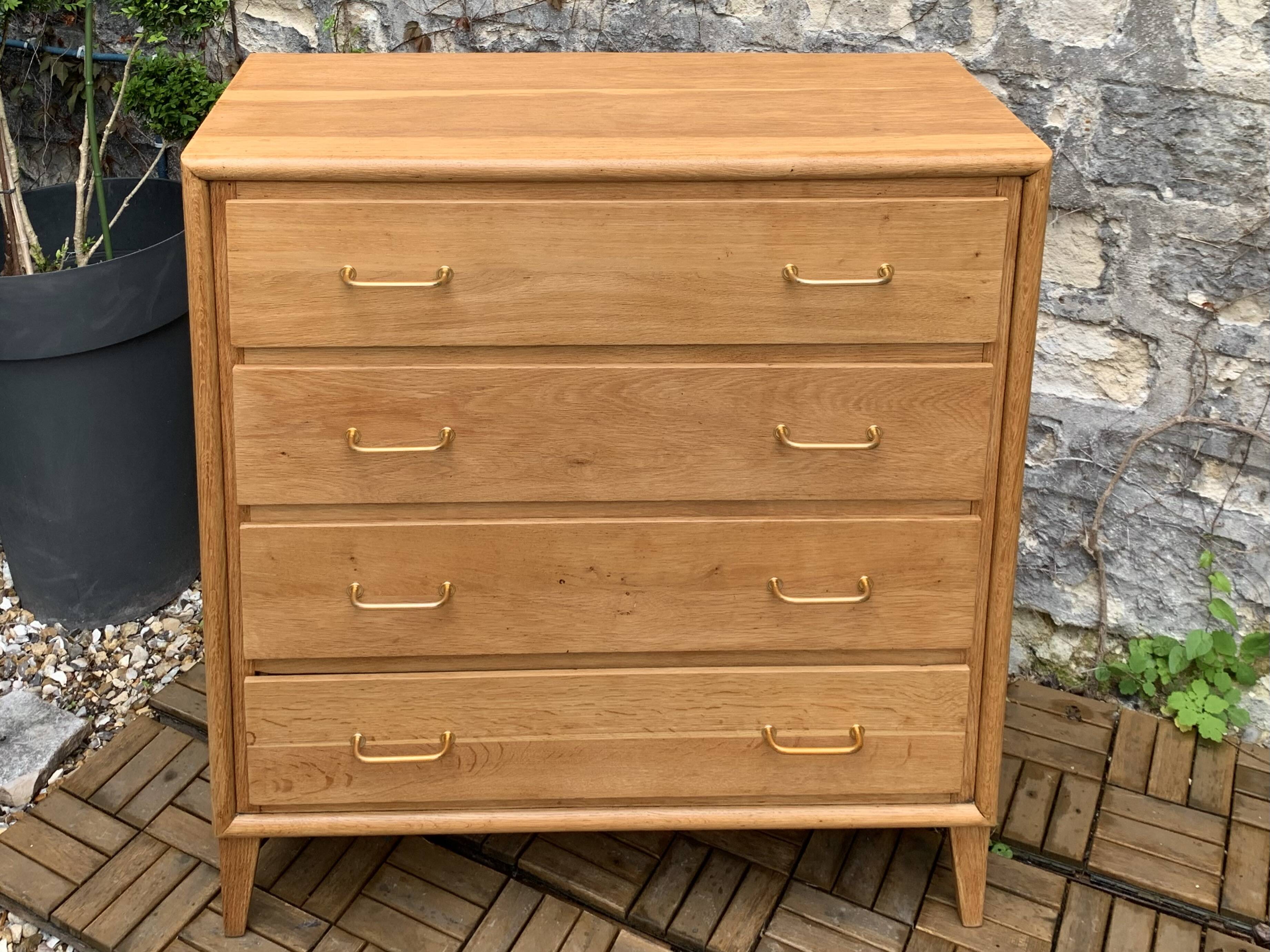 Commode pieds compas et chêne brut massif  1960