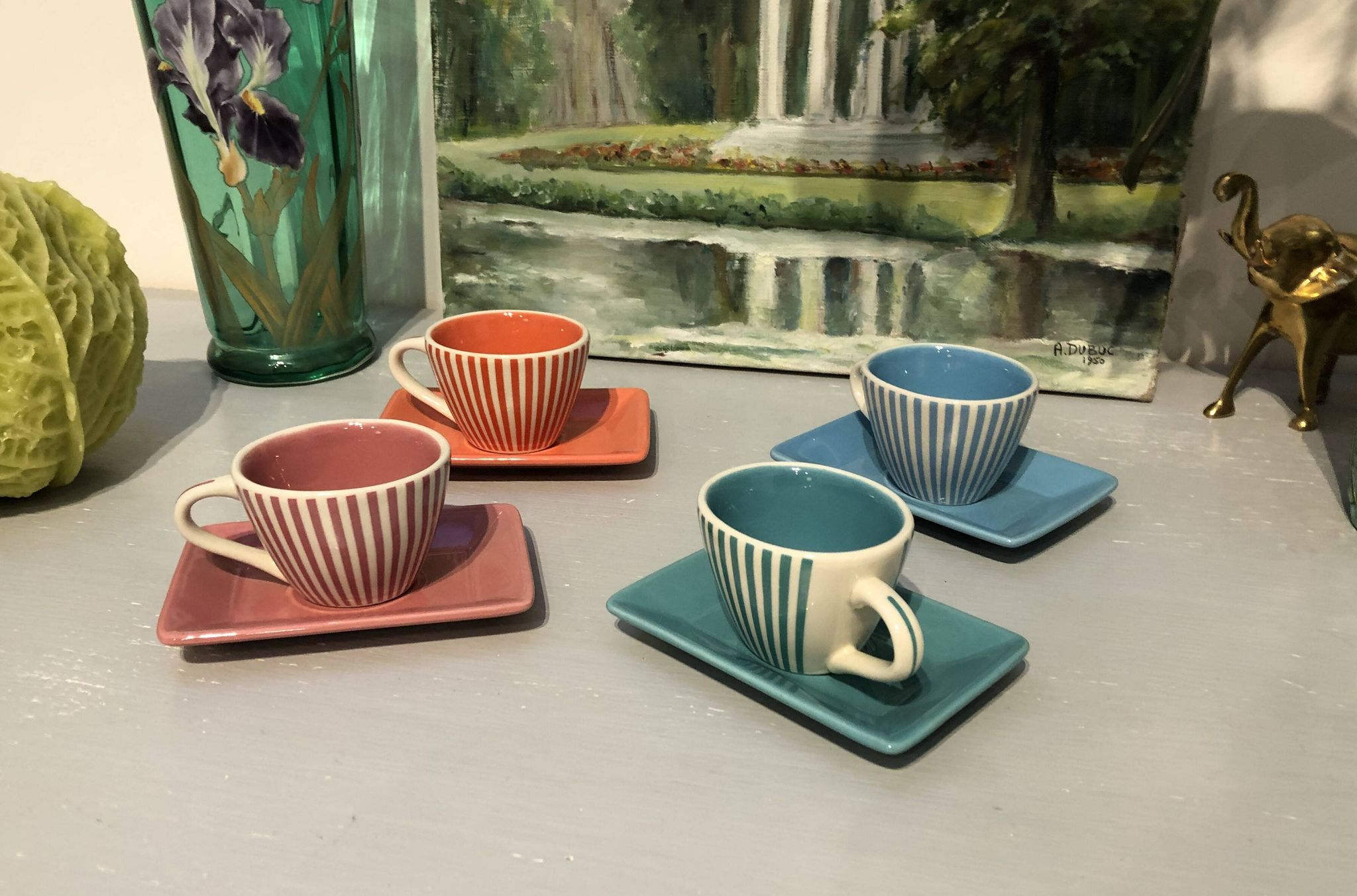 4 tasses à café en céramique vintage éditées par lbvyr circa