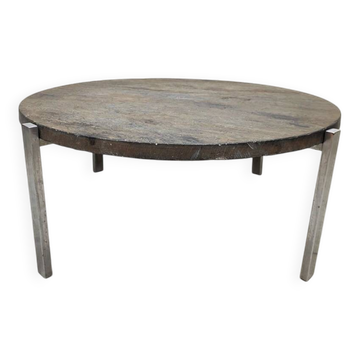 Slate round stone coffee table vintage