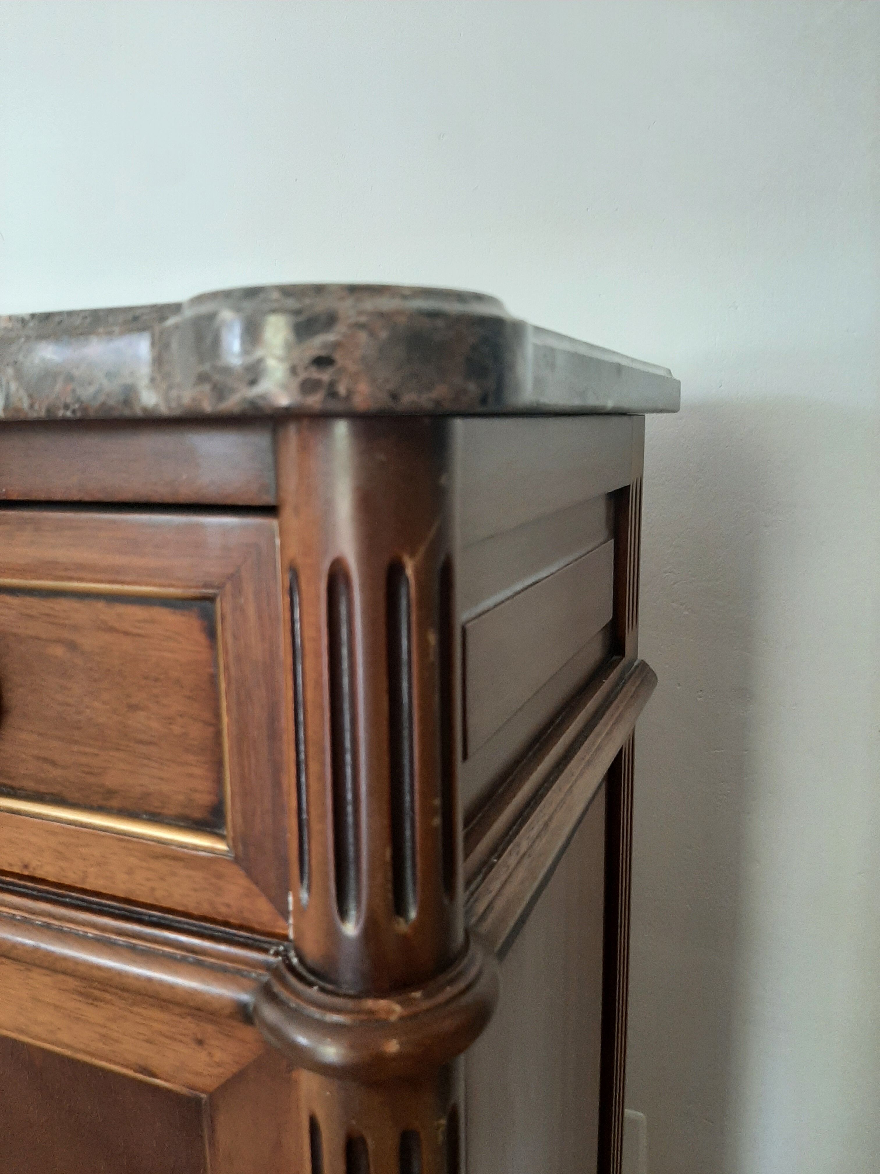 vintage - Small style chest of drawers - Louis XVI marble top with 1 drawer and 2 doors