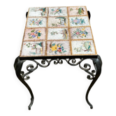 1960s ceramic coffee table, black and beige steel