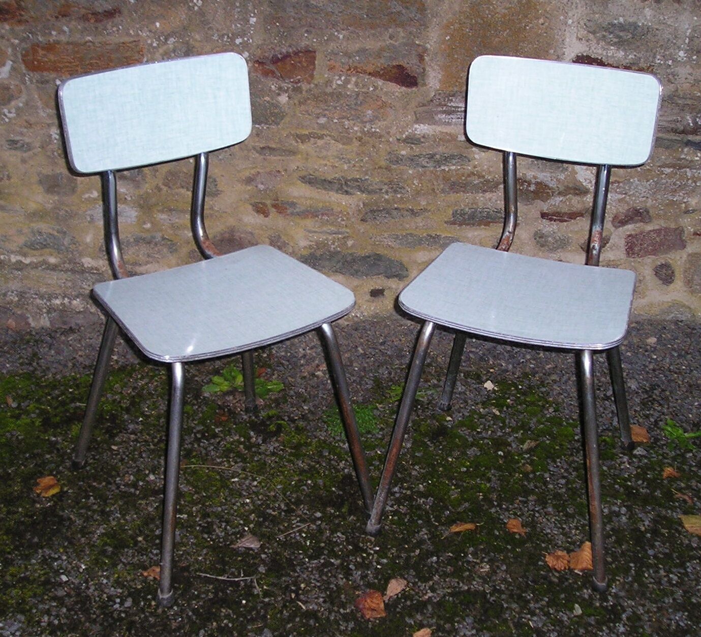 Pair of chrome chairs in formica Plastilux