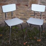 Pair of chrome chairs in formica Plastilux