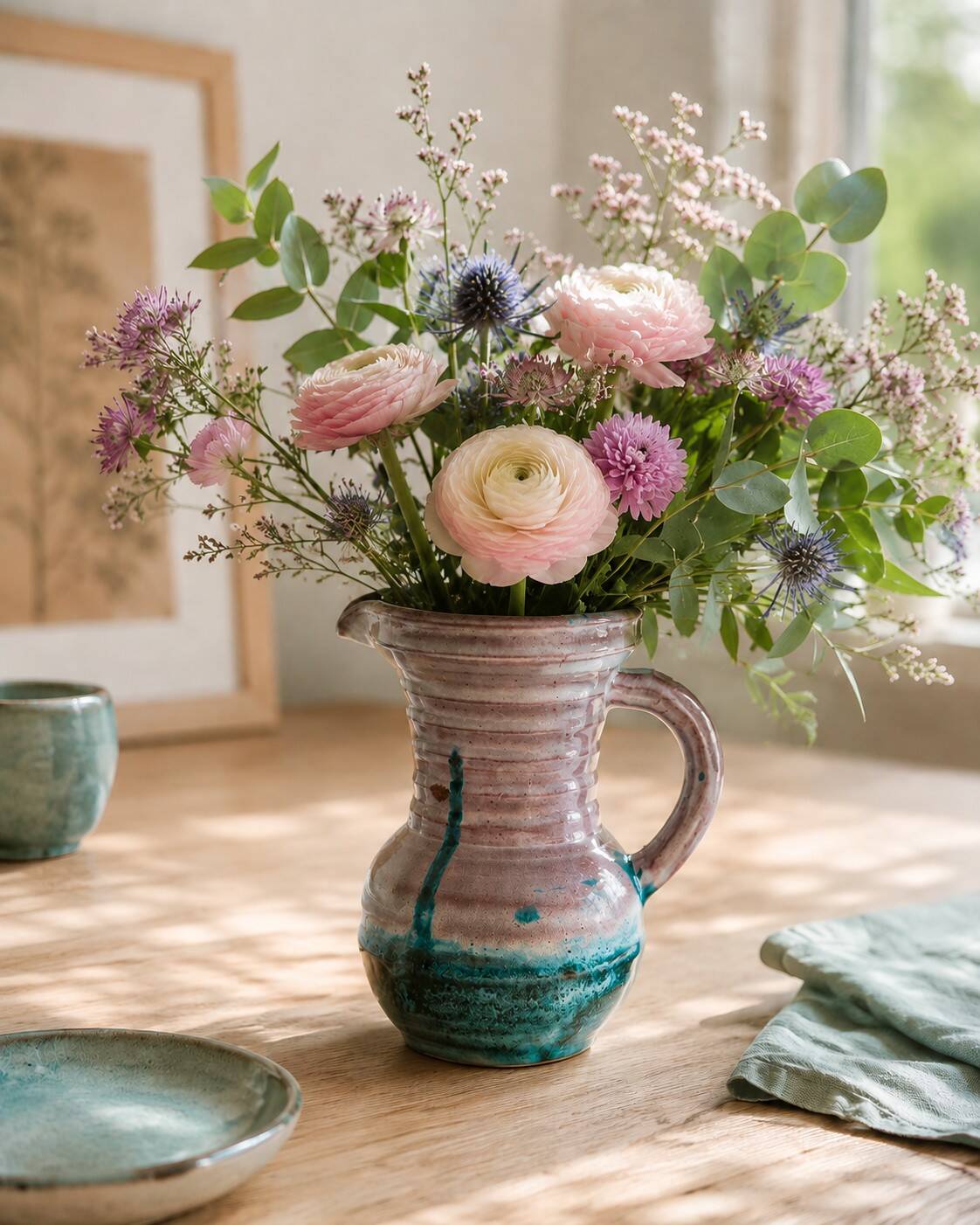 Glazed ceramic pitcher by Pichet Accolay, circa 1955–1965.