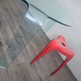 Fiam for Roche Bobois large vintage tripod glass table