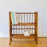 Folding speckled bamboo shelf