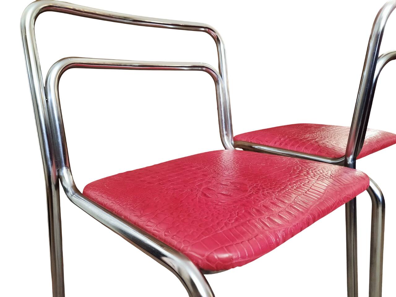 2 chaises en cuir, années 60-70