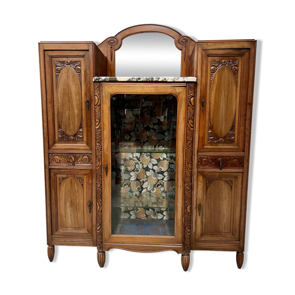 Buffet d'époque Art Déco en noyer massif XX siècle