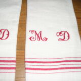 Set of 3 honeycomb towels, MD cross stitch monogram