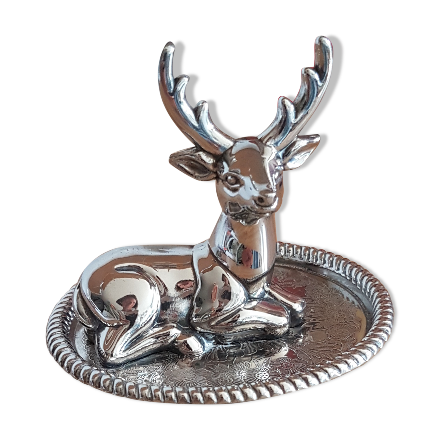 Silver ring holder deer