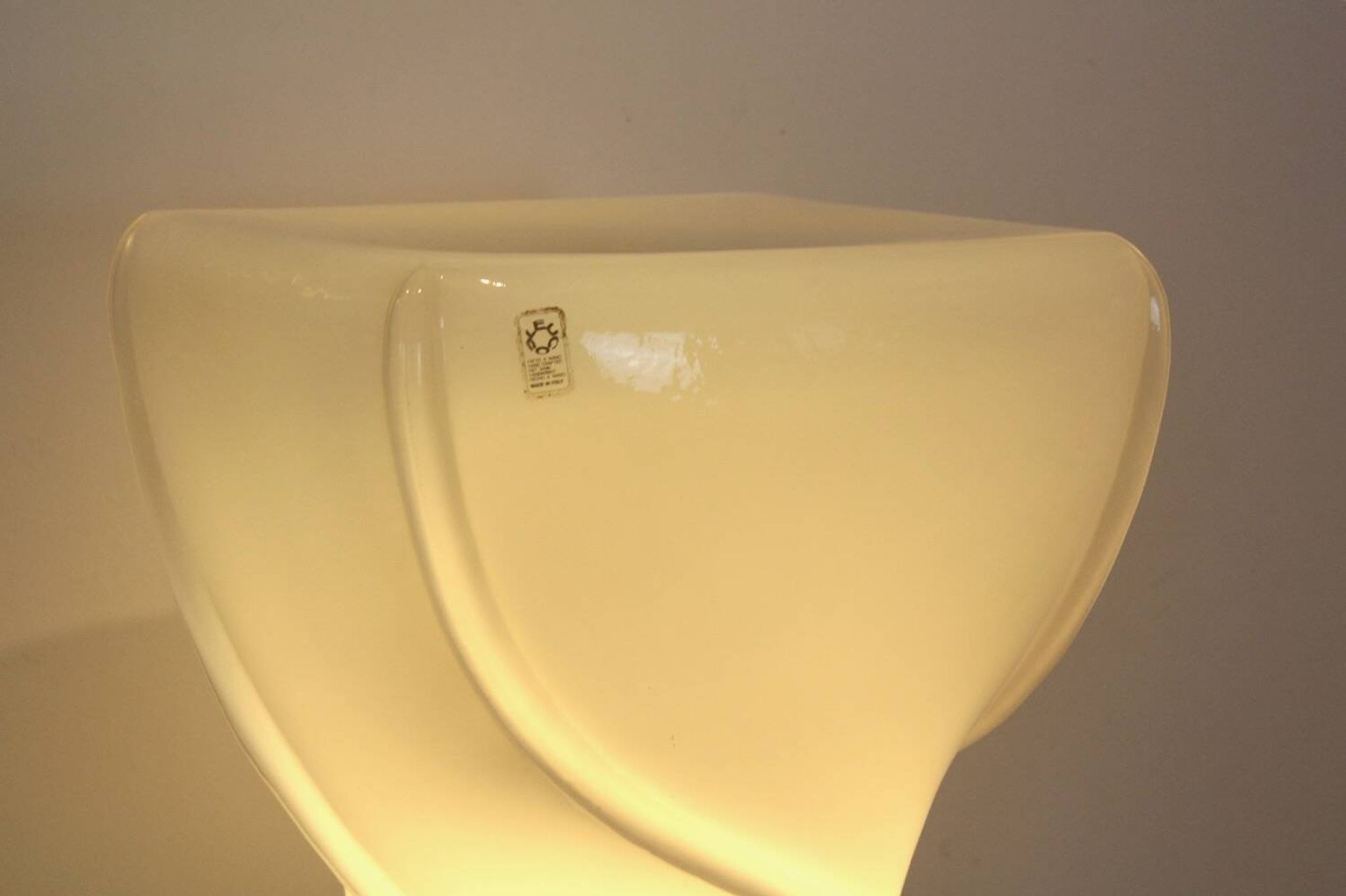 Leucos table lamp, handmade, limited edition in white opalescent glass