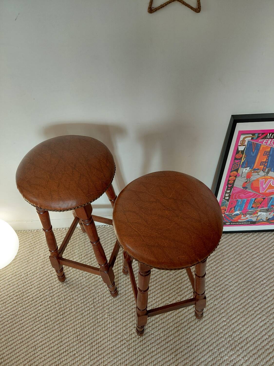 Paire tabourets bar vintage style pub anglais-75 cm