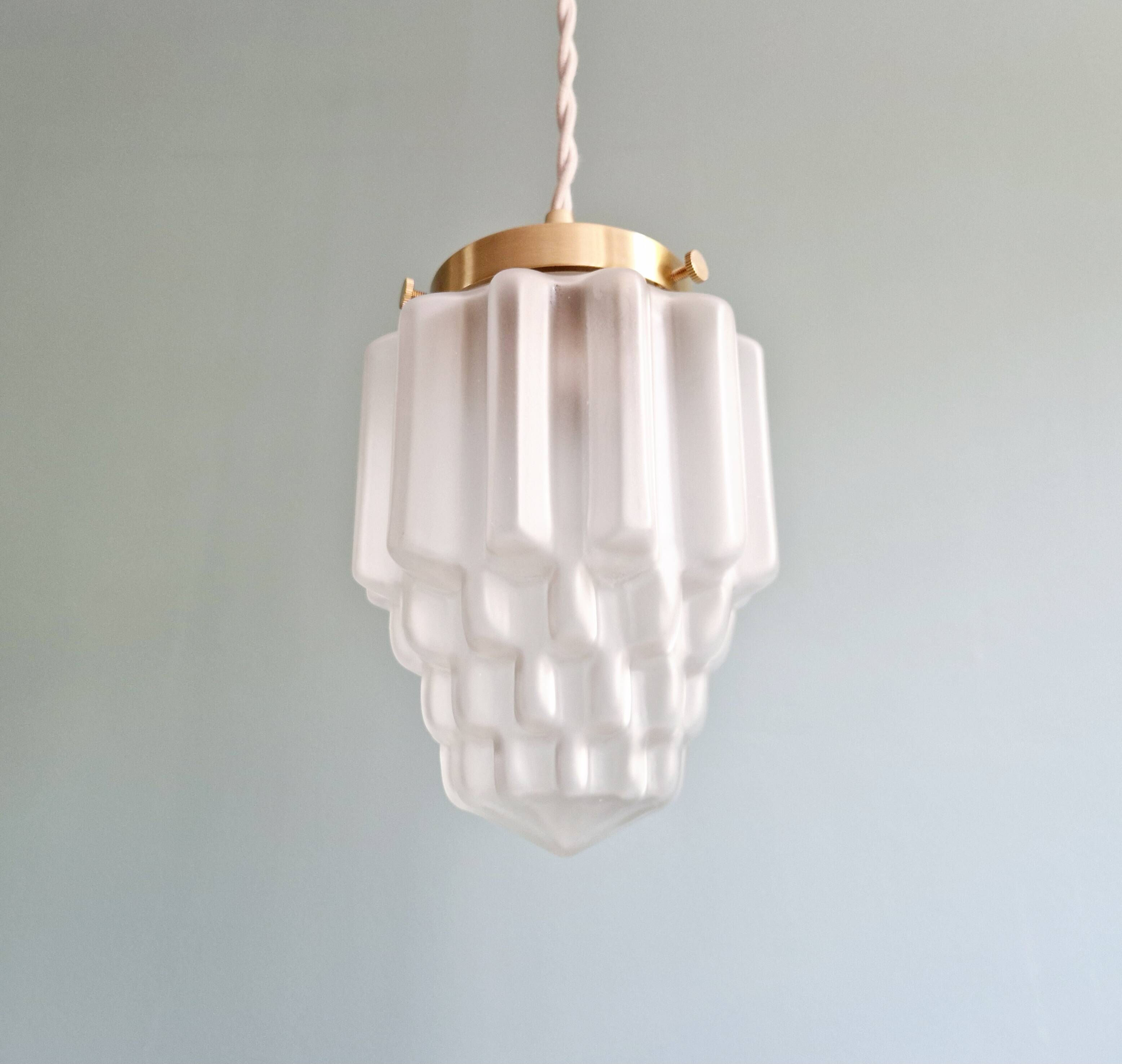 Art Deco satin glass pendant light, Skyscraper type (6 available)