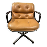 Fauteuil Pollock des années 80 en cuir cognac