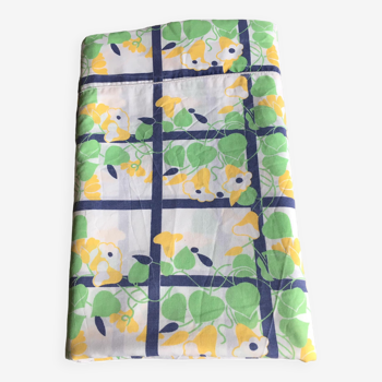 Vintage single cotton flat sheet. Patterns: Volubilis colors yellow/green