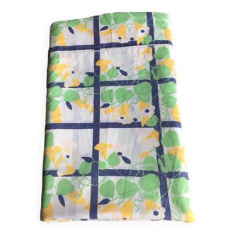 Vintage single cotton flat sheet. Patterns: Volubilis colors yellow/green