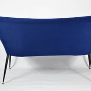 Two-seater vintage sofa, german democratic republic, 1960, navy blue, velvet