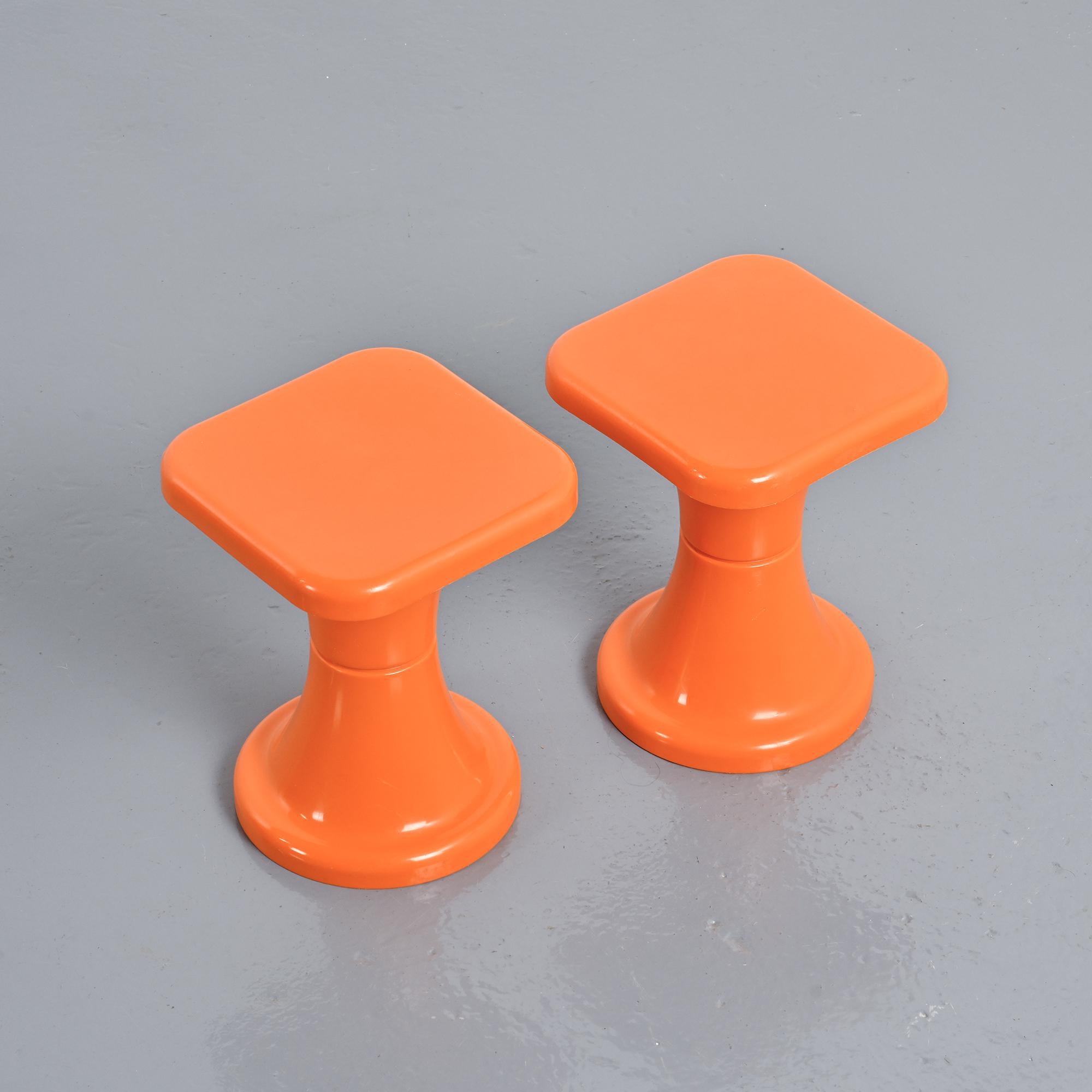 Pair of orange Tam Tam stools by S.E.L.U.P.