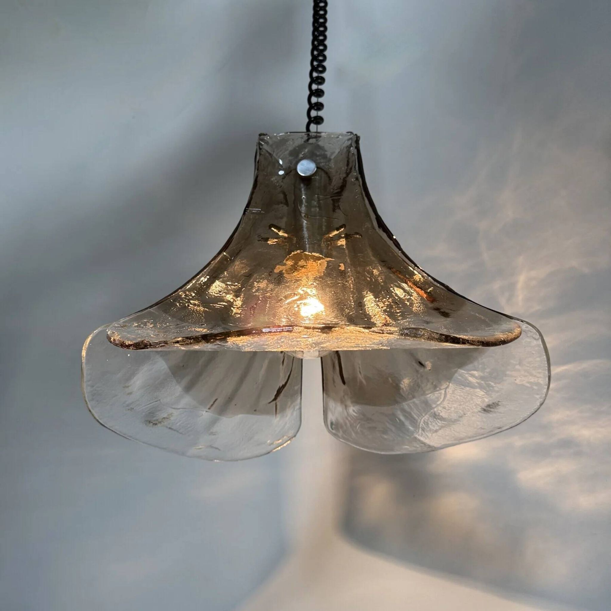 Murano glass flower pendant lamp by Carlo Nason for Mazzega, 1970s