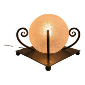 Lampe fer forgé art déco verre craquelé