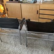 Pair of Klinte armchairs, Tord Bjorklund style, in brown leather, 1980