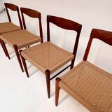 Refurbished set of 4 papercord chairs by H. Klein for Bramin, 1960s